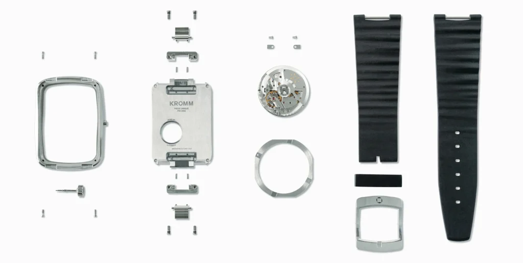 Kromm luxury watch exploded view groen boothman design