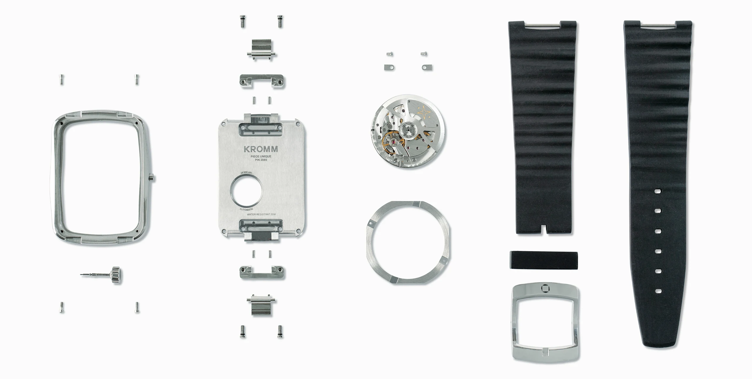 Kromm luxury watch exploded view groen boothman design