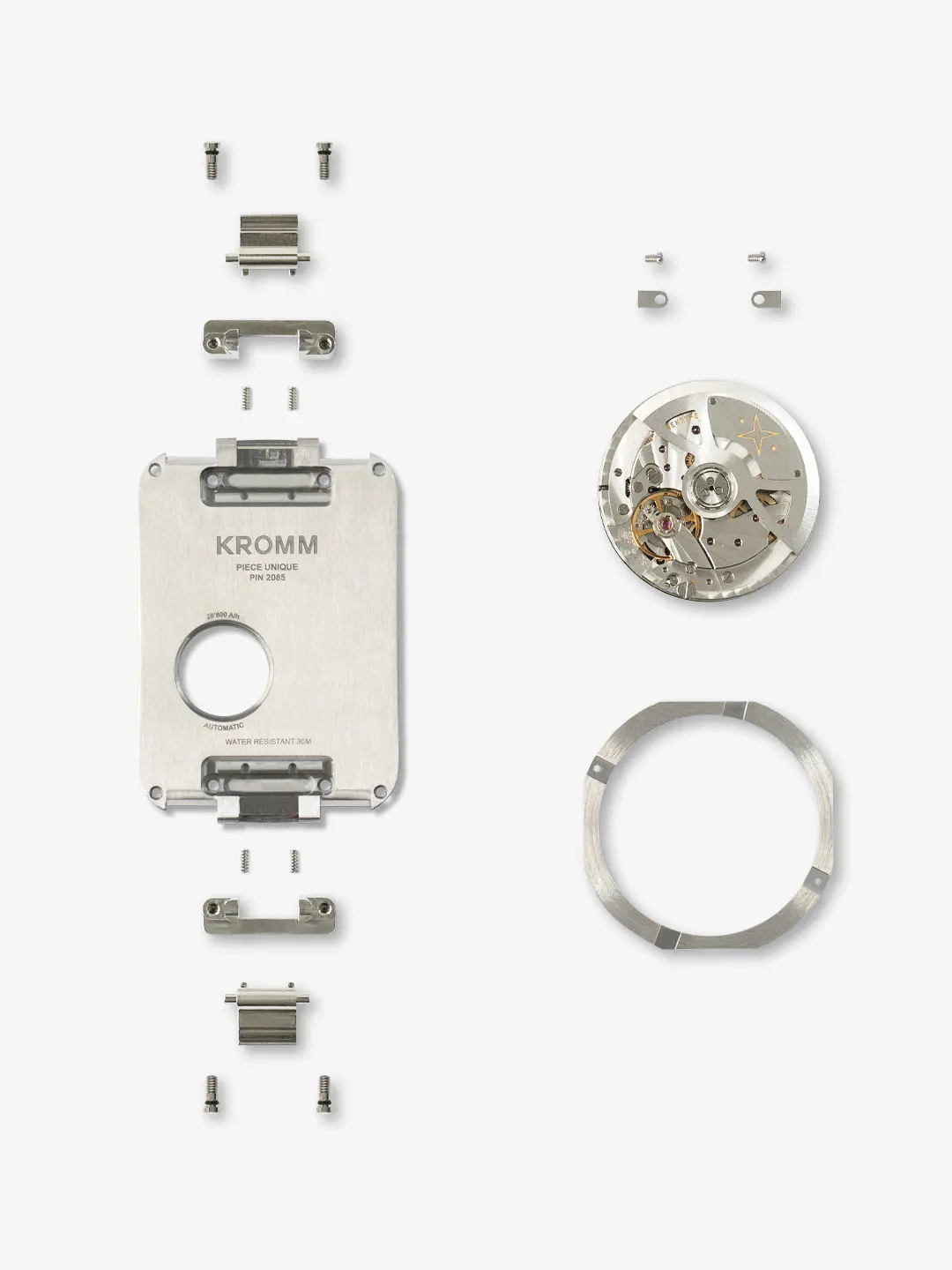 Kromm luxury watch exploded view detail groen boothman design