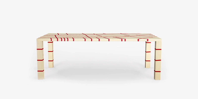 Bio resin table design with translucent material details integrated as structural elements
